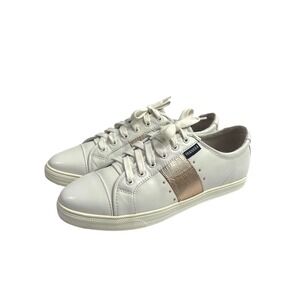 Frankie4 Elena II leather lace up tennis shoes sneakers Size 9.5 white rose gold